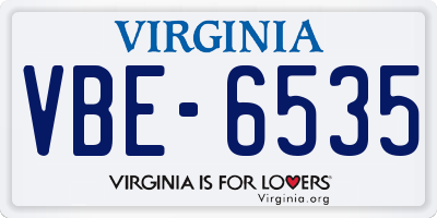 VA license plate VBE6535