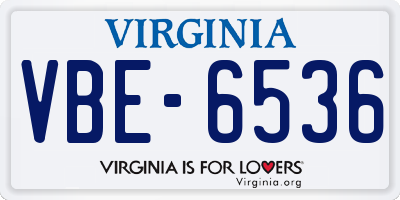 VA license plate VBE6536