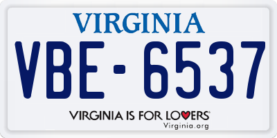 VA license plate VBE6537