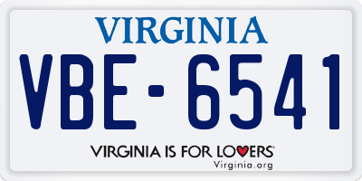 VA license plate VBE6541