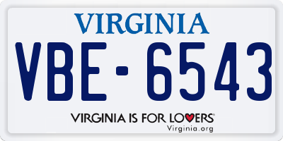 VA license plate VBE6543