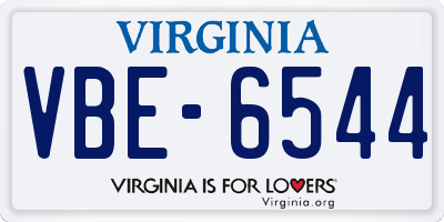 VA license plate VBE6544