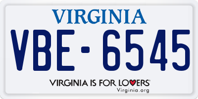 VA license plate VBE6545