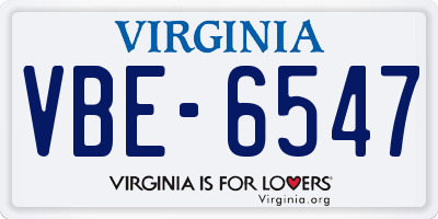 VA license plate VBE6547