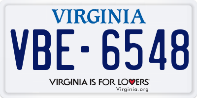 VA license plate VBE6548