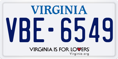 VA license plate VBE6549