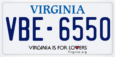VA license plate VBE6550