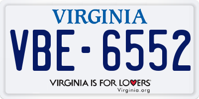 VA license plate VBE6552