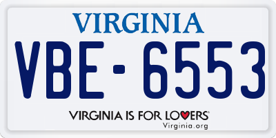 VA license plate VBE6553