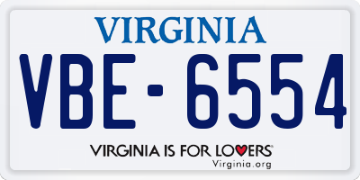 VA license plate VBE6554