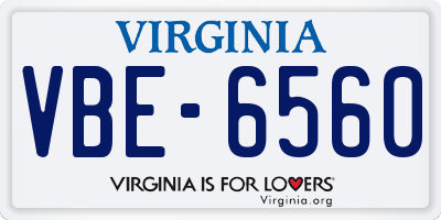 VA license plate VBE6560