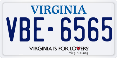 VA license plate VBE6565