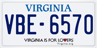 VA license plate VBE6570