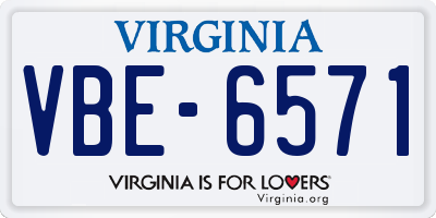 VA license plate VBE6571