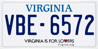 VA license plate VBE6572