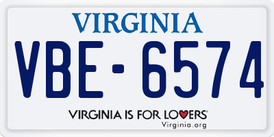 VA license plate VBE6574