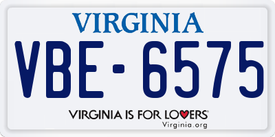 VA license plate VBE6575
