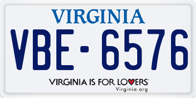 VA license plate VBE6576