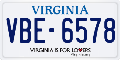 VA license plate VBE6578