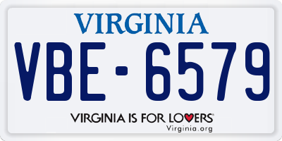 VA license plate VBE6579