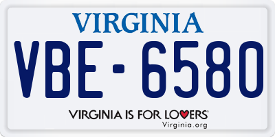 VA license plate VBE6580