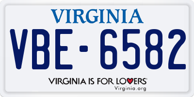 VA license plate VBE6582