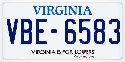 VA license plate VBE6583
