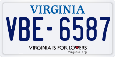 VA license plate VBE6587