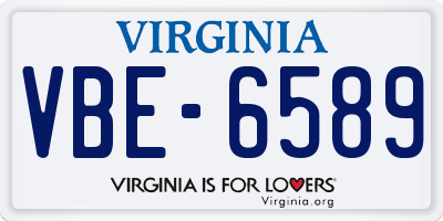 VA license plate VBE6589