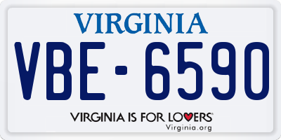 VA license plate VBE6590