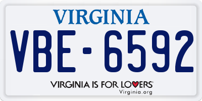 VA license plate VBE6592