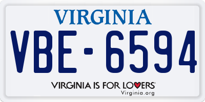 VA license plate VBE6594