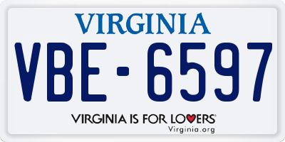 VA license plate VBE6597