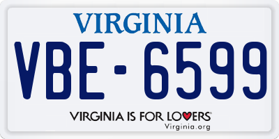 VA license plate VBE6599