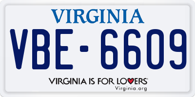 VA license plate VBE6609
