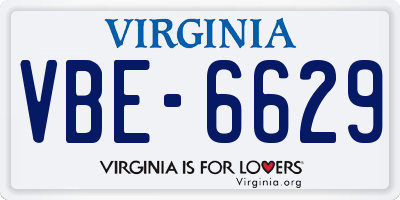 VA license plate VBE6629