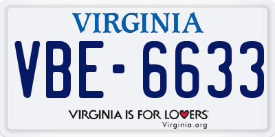 VA license plate VBE6633