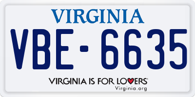 VA license plate VBE6635