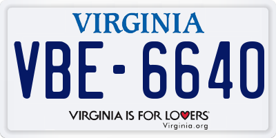 VA license plate VBE6640