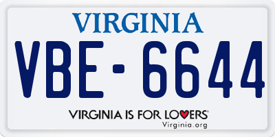 VA license plate VBE6644