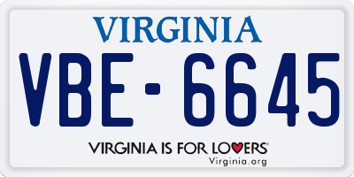 VA license plate VBE6645