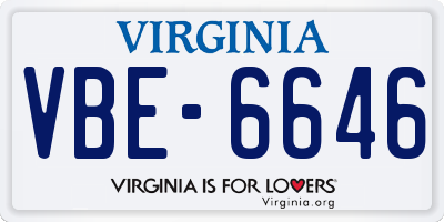 VA license plate VBE6646