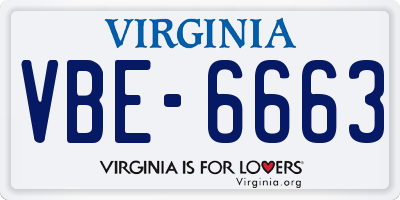 VA license plate VBE6663