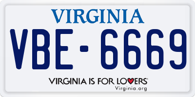VA license plate VBE6669