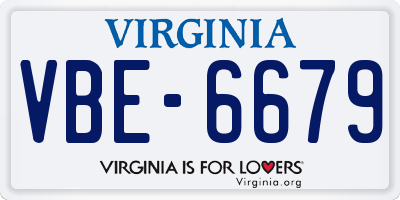 VA license plate VBE6679