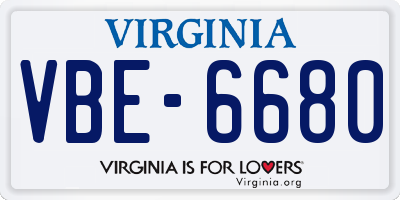 VA license plate VBE6680