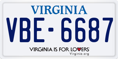 VA license plate VBE6687