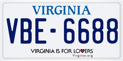 VA license plate VBE6688