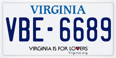 VA license plate VBE6689