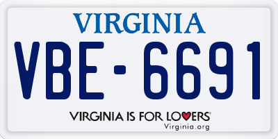 VA license plate VBE6691